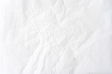 Top view and full frame of wrinkled or crumpled white paper texture used as crumpled white paper background texture in decorative art work