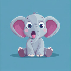 Obraz premium A cartoon elephant with pink ears and a pink tongue sticking out