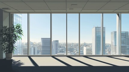 Fototapeta premium Bright urban view from modern high-rise building