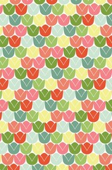 Colorful tulip pattern in repeating rows. Bright seamless floral design perfect for spring fabrics, kids’ decor, wallpapers, and cheerful print projects.