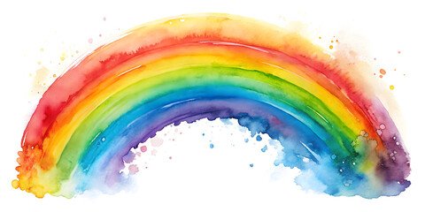 vibrant watercolor rainbow arcs across pristine background, evoking joy