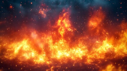 Fototapeta premium Intense flames burning brightly against a dark and dusky background scene