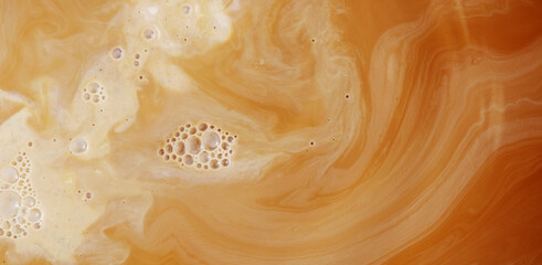 Mixture of black tea with evaporated milk for making milk tea