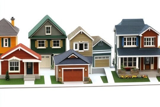 Row of colorful, detailed model houses