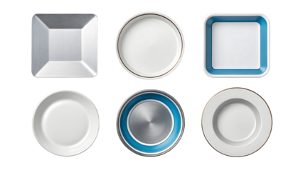 A collection of six minimalist shapes arranged in two rows on a clean white background.