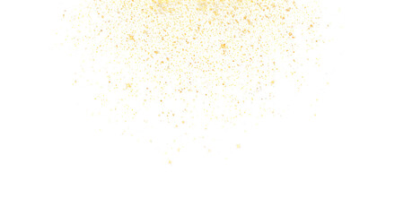 Sparkling Gold Confetti Falling transparent background PNG. This image showcases a dynamic display of gold confetti particles falling