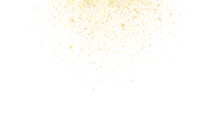 Sparkling Gold Confetti Falling transparent background PNG. This image showcases a dynamic display of gold confetti particles falling