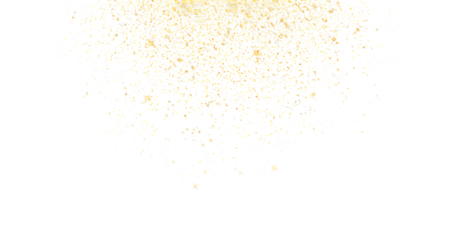 Sparkling Gold Confetti Falling transparent background PNG. This image showcases a dynamic display of gold confetti particles falling