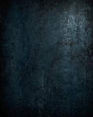 Fototapeta premium Ultra-detailed close-up of a dark blue grunge banner with a rough, grainy concrete wall texture. 
