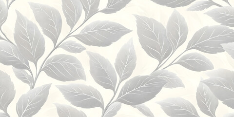 Fototapeta premium Elegant botanical leaf pattern in neutral tones – seamless background for wallpaper and textile design