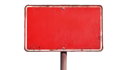 Red blank street sign, cut out. Isolated on a transparent background.