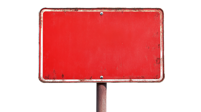 Red blank street sign, cut out. Isolated on a transparent background.