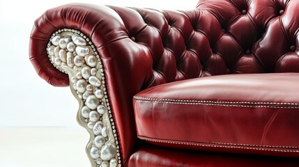 Obraz premium Elegant Scarlet Leather Armchair with Pearl Decor 