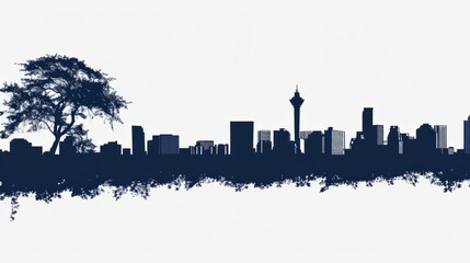 Fototapeta premium Nairobi skyline with acacia tree silhouette capturing urban and nature harmony in iconic cityscape design