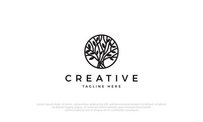 Simple Tree vector illustration logo design. Tree vector icon. 