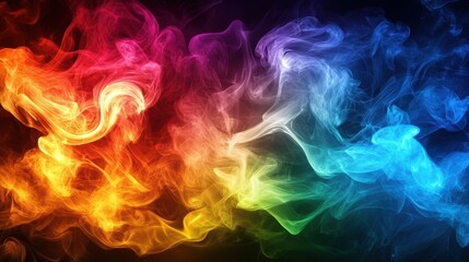 Fototapeta premium A vibrant canvas of neon hues explodes in a swirling, multicolored smoke, creating a striking background perfect for advertising or design. Its modern aesthetic lends itself beautifully to wallpaper,