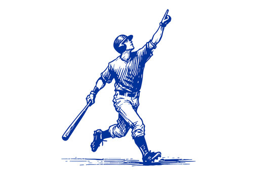 Baseball Player hand drawn sketch vector illustration