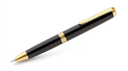 Naklejka premium Elegant black and gold pen for writing, luxury pen design for professionals and calligraphy enthusiasts.