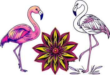 abstract illustration of a flamingo