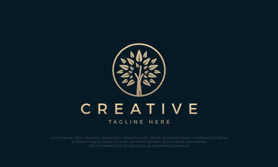 Simple Tree vector illustration logo design. Tree vector icon. 
