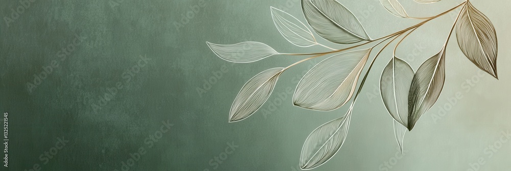 Poster elegant botanical line art on a soft green background with modern eco-friendly design elements celeb