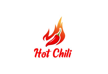 Red Chili logo design concept vector, Fire Chili logo symbol, Spice food symbol icon.