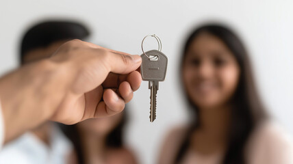 Real Estate Agent Handing Keys to Couple
