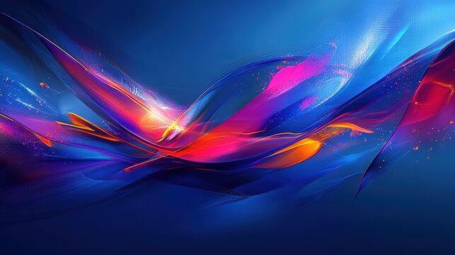 A vibrant, abstract digital artwork pulsating with futuristic energy. Light rays and dynamic stripes of blue light streak across a dark blue backdrop, capturing the essence of speed and motion, a
