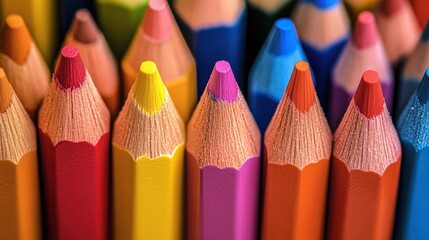 A vibrant, artistic backdrop of vibrant, colorful pencils, arranged in a dynamic and artistic composition, ready to capture the essence of creativity and imagination.