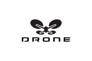 Drone logo, Flying drone logo with perspective, flat design logo template, vector illustration drone logo.