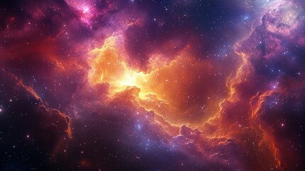 Fototapeta premium A swirling canvas of cosmic dust, where vibrant pink and purple nebulae danced like celestial butterflies against the vast expanse of the cosmos, a symphony of light and wonder.