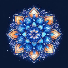 A beautiful symmetrical illustration of a vibrant floral design
