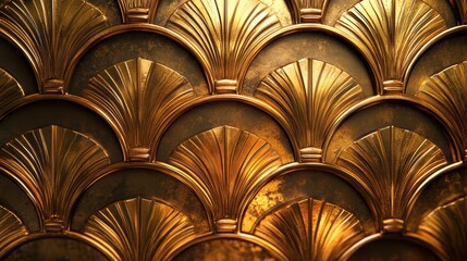 A majestic backdrop of golden luxury, etched with the intricate Art Deco pattern, ready to elevate any invitation to a level of sophistication and glamour.