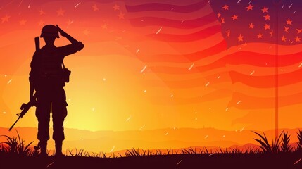 Celebrate Armed Forces Day with a poignant silhouette of a soldier saluting against the backdrop of the American flag.