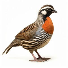 Elegant di cut of a quail, showcasing its unique features against a clean white backdrop for a striking visual impact.