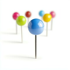 A vibrant pin stands out against a clean white backdrop, adding a splash of color to any setting.