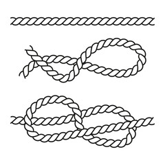 Sailing knot illustration. Twisted rope loops. Nautical binding element. Strong marine connection.