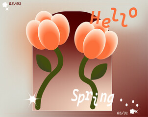 Mesh Gradient Abstract Flower Illustration. Spring-themed.