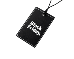 Black Friday Sale Tag with Black Background for Holiday Shopping Marketing