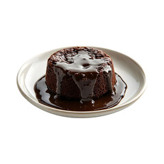 Chocolate Lava Cake with Chocolate Sauce Isolated on Transparent Background