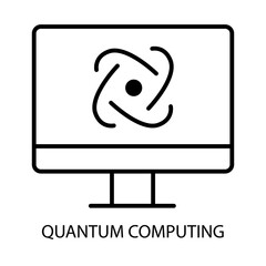 Quantum Computing – Computer with Interlinked Nodes Representing Advanced Computation with Editable Stroke