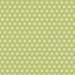 Green seamless floral pattern with simple outlined blossoms, minimal retro background ideal for fabric, wallpaper, wrapping, and spring-themed projects.