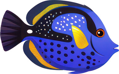 Colorful Exotic Fish with Elegant Tail Isolated on Transparent Background