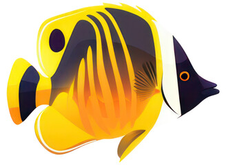 Colorful Exotic Fish with Elegant Tail Isolated on Transparent Background