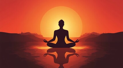 Calm Meditation on Water at Sunset Creating a Serene Atmosphere and Reflection