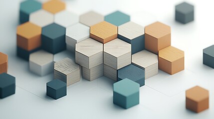 Obraz premium Abstract Hexagonal Blocks Composition