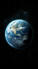 The Earth and space are displayed from a distant view