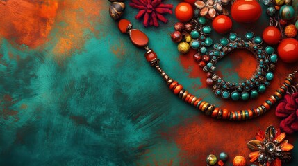 Naklejka premium Vibrant Accessories on Textured Surface with Dramatic Angles