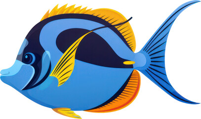 Colorful Exotic Fish with Elegant Tail Isolated on Transparent Background