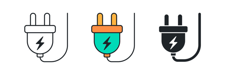 Electric Plug icon symbol vector illustration isolated on white background